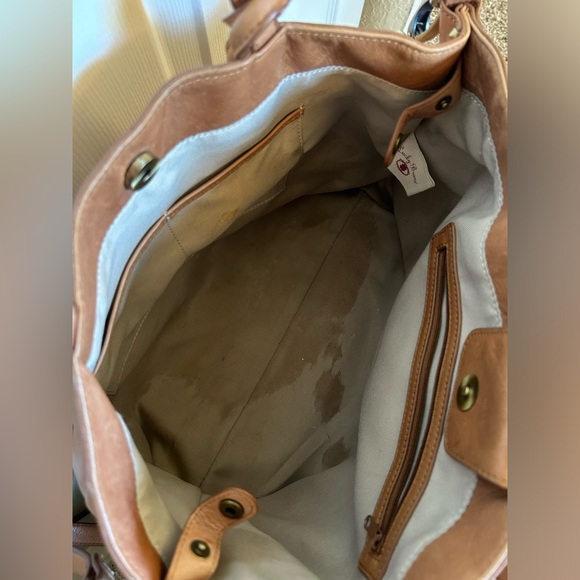 Lucky Brand brown leather tote with matching coin purse *PROJECT BAG* - Picture 5 of 13